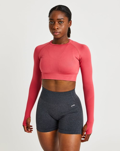 AYBL Balance V2 Seamless Long Sleeve Crop Top Růžové | KQWM-26084