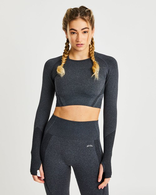 AYBL Balance V2 Seamless Long Sleeve Crop Top Černé | SVZC-50237