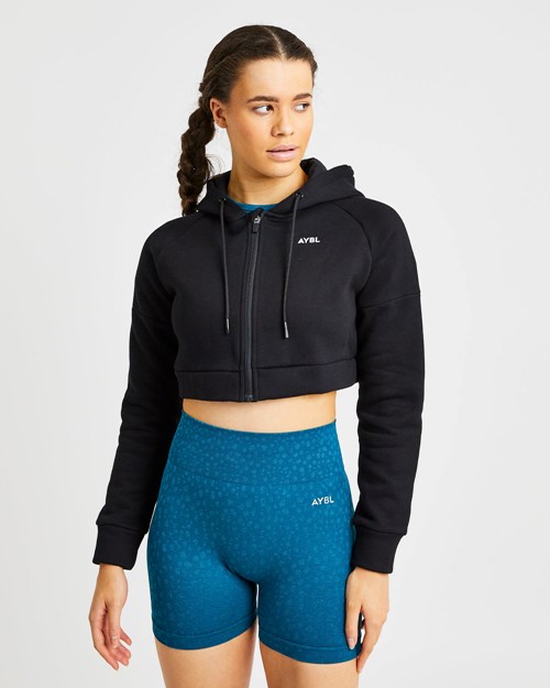 AYBL Beyond Crop Zip Hoodie Černé | THZU-89174