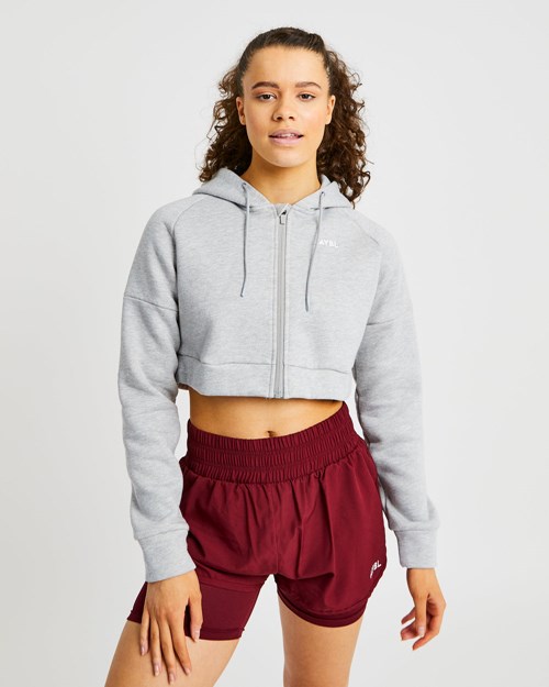 AYBL Beyond Crop Zip Hoodie Šedé | JERO-73516