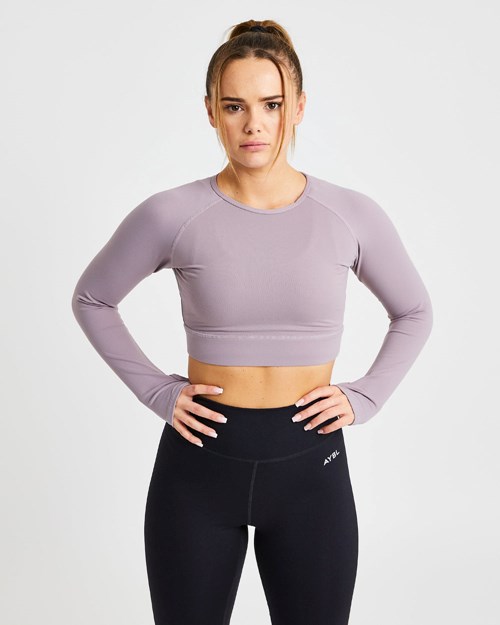 AYBL Core Long Sleeve Crop Top Levandule | USDZ-70183