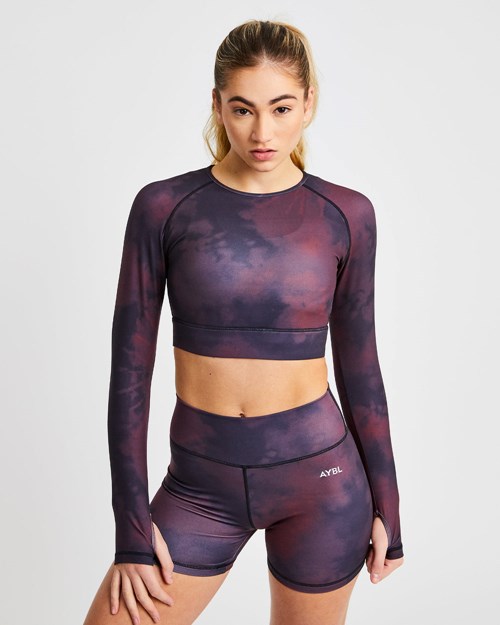 AYBL Core Long Sleeve Crop Top Červené | UWML-51986