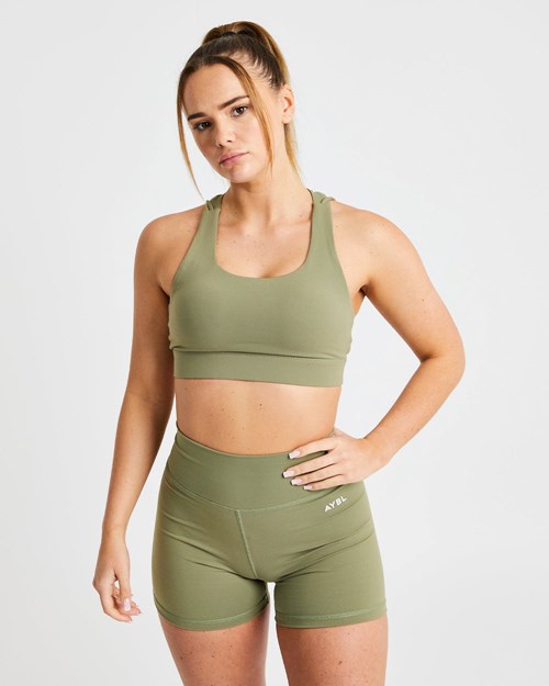 AYBL Core Sports Bra Olivy Zelené | AEPB-17368