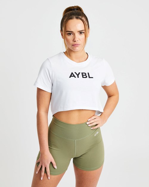 AYBL Crop T Shirt Bílé | LAVQ-49276