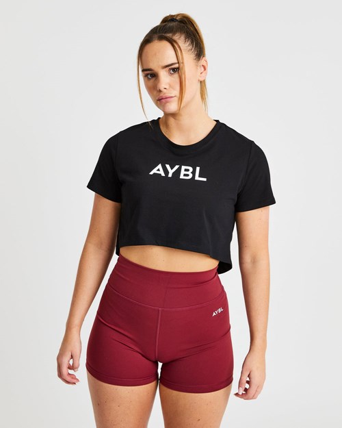 AYBL Crop T Shirt Černé | UTQP-21876