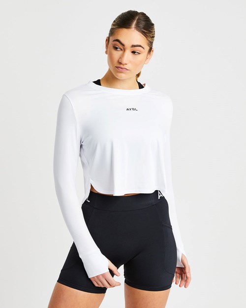 AYBL Define Long Sleeve Crop T Bílé | UTEP-60394