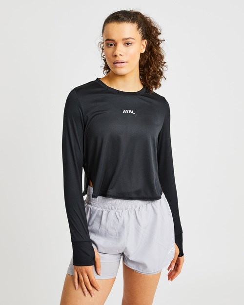 AYBL Define Long Sleeve Crop T Černé | RBEF-43920