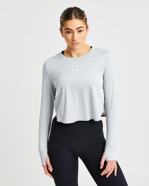 AYBL Define Long Sleeve Crop T Šedé | UMGE-97640