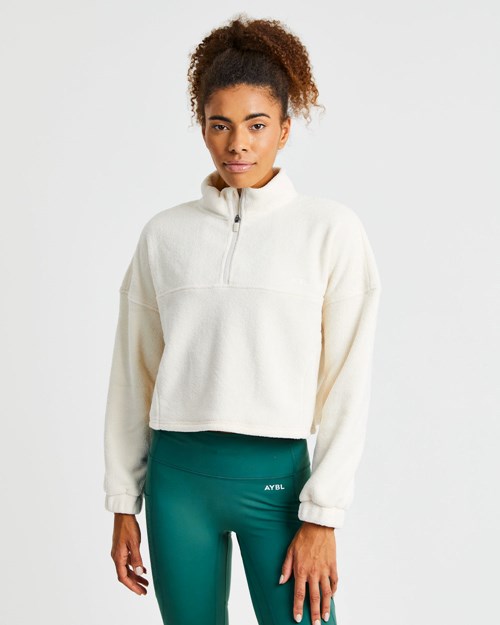 AYBL Effortless Oversized Cropped Fleece Krém | CIQO-37024