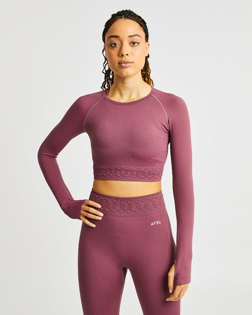 AYBL Elevate Seamless Long Sleeve Crop Top Růžové | CWDG-53219