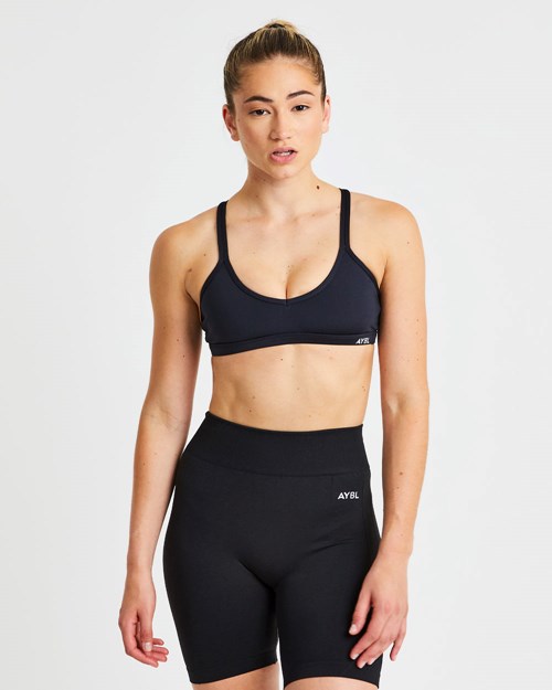 AYBL Essential Páskové Sports Bra Černé | HFAW-15287