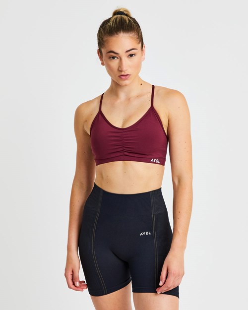 AYBL Essential Ruched Sports Bra Vínové | PDRQ-32081