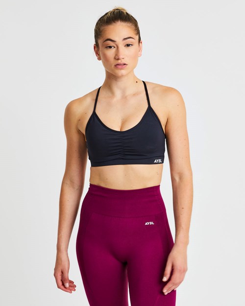 AYBL Essential Ruched Sports Bra Černé | IVEB-50712