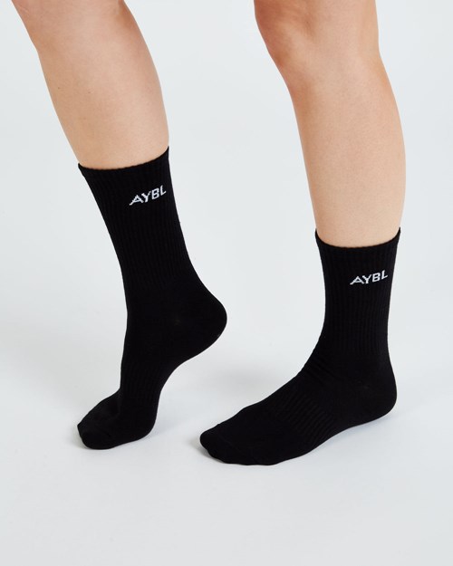 AYBL Everyday Crew Socks (3 Pack) Černé | XIDN-59374