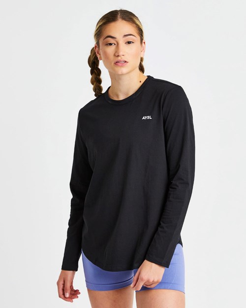 AYBL Everyday Oversized Long Sleeve T Shirt Černé | AOYH-87610
