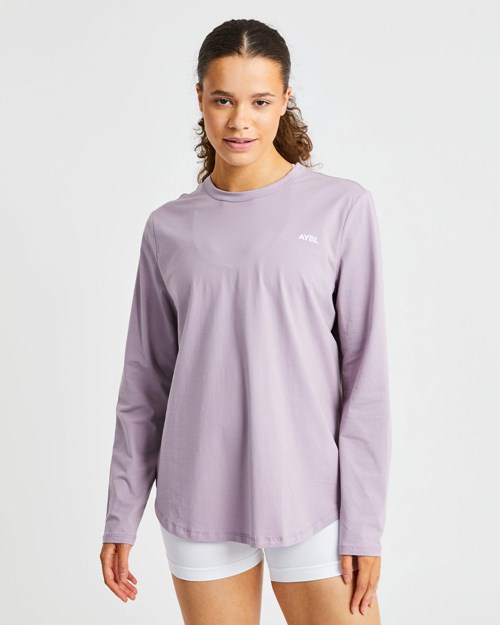 AYBL Everyday Oversized Long Sleeve T Shirt Muted Mauve | ETLC-37146