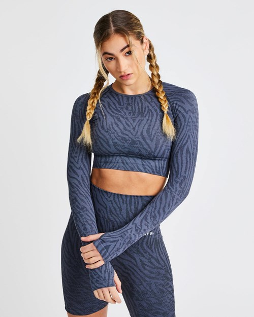 AYBL Evolve Animal Seamless Long Sleeve Crop Top Blankyt | IBKQ-21865
