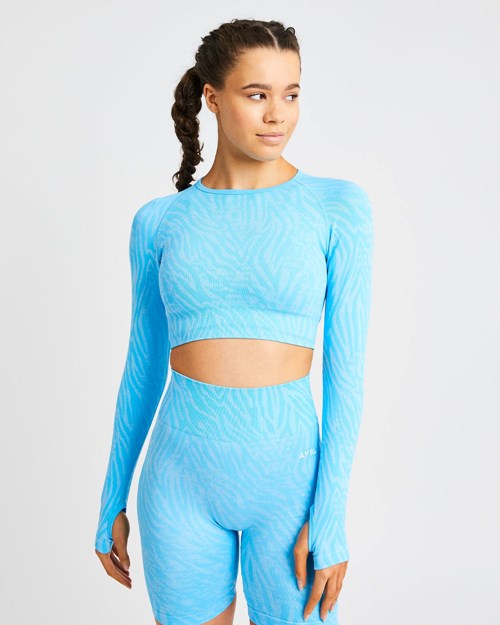 AYBL Evolve Animal Seamless Long Sleeve Crop Top Blankyt | XUHT-50217
