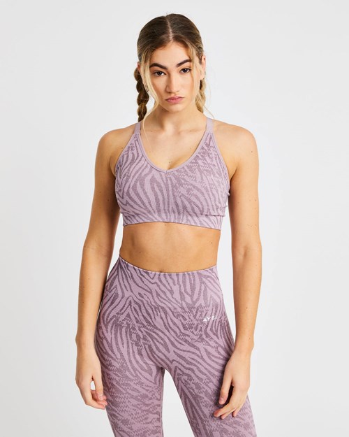 AYBL Evolve Animal Seamless Sports Bra Mauve Lilac | BDLY-45029