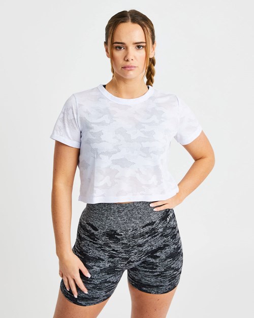 AYBL Evolve Camo Crop T Shirt Bílé | PEOU-27653