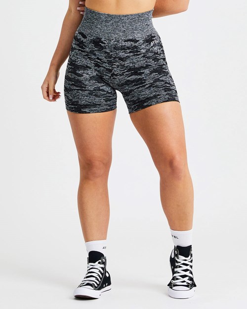 AYBL Evolve Camo Seamless Shorts Černé | QVHB-83741