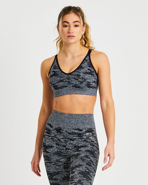 AYBL Evolve Camo Seamless Sports Bra Černé | ZAWP-23759