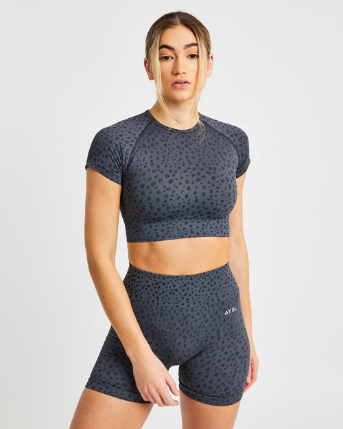 AYBL Evolve Speckle Seamless Crop Top Charcoal | BCDG-31846