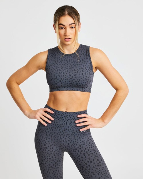 AYBL Evolve Speckle Seamless Crop Vest Charcoal | QLUC-65230