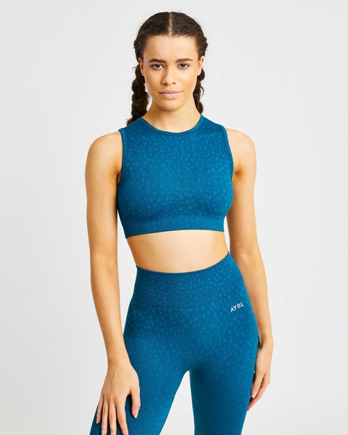 AYBL Evolve Speckle Seamless Crop Vest Teal | MRIE-03781