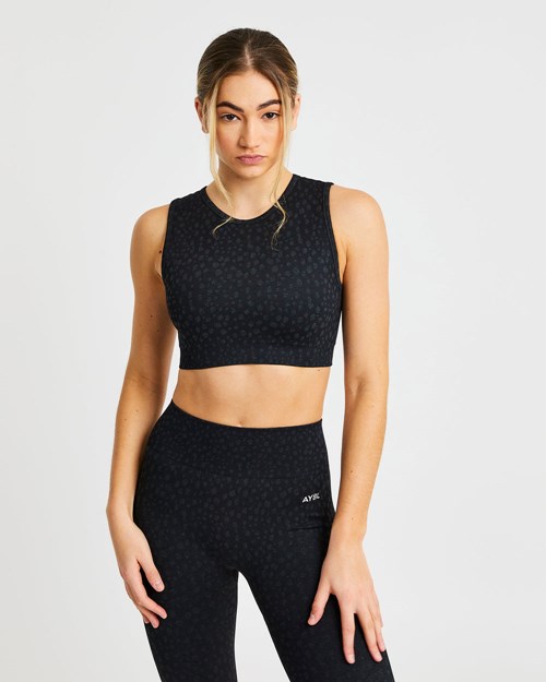AYBL Evolve Speckle Seamless Crop Vest Černé | KXBD-96208