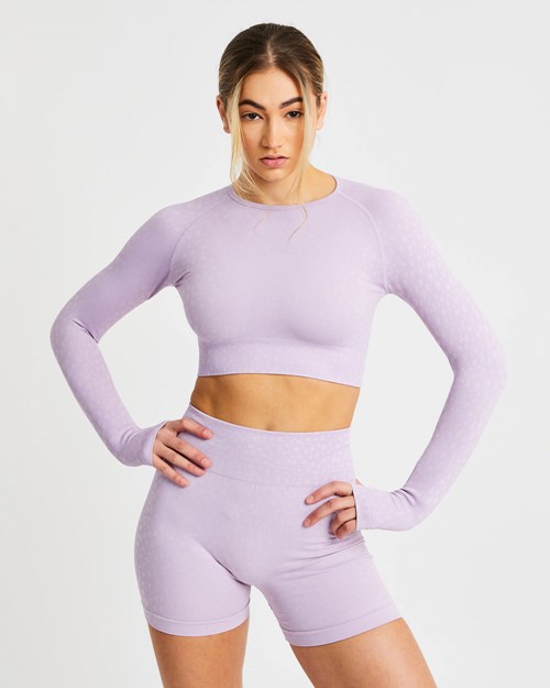 AYBL Evolve Speckle Seamless Long Sleeve Crop Top Lilac | HUYO-37625