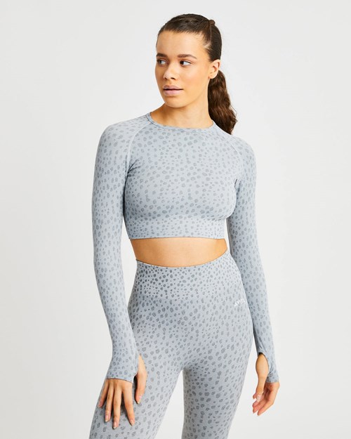 AYBL Evolve Speckle Seamless Long Sleeve Crop Top Světle Šedé | PARO-52096