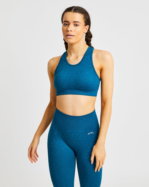 AYBL Evolve Speckle Seamless Sports Bra Teal | GSJO-06943