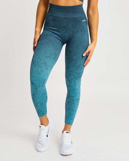 AYBL Flare Seamless Leggings Teal | WVJR-68512