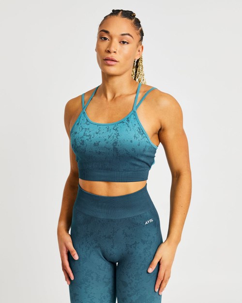 AYBL Flare Seamless Sports Bra Teal | LINM-82143