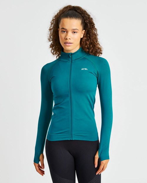AYBL Ignite Seamless Zip Jacket Hyper Teal | LTUH-58476