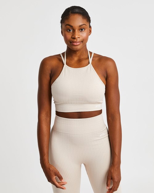 AYBL Luxe Seamless Crop Tank Top Sand | EMRY-95427