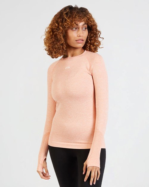 AYBL Motion Seamless Long Sleeve Top Peach | LRAO-67890