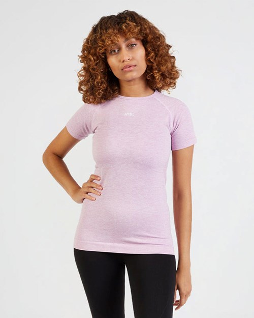 AYBL Motion Seamless T Shirt Růžové | OYZU-37605
