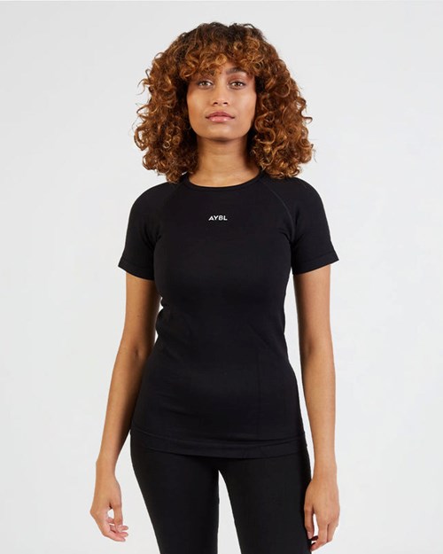 AYBL Motion Seamless T Shirt Černé | ISUG-02316