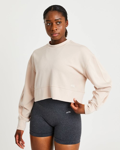 AYBL Oversized Crop Jumper Krém | DFHZ-75906