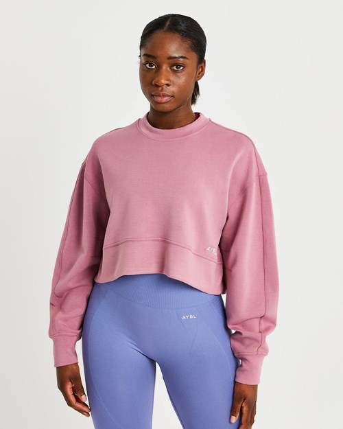 AYBL Oversized Crop Jumper Růžové Růžové | LSFG-50386