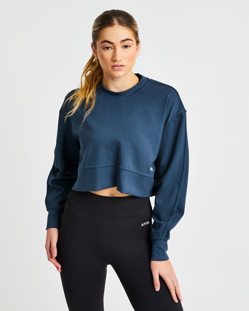 AYBL Oversized Crop Jumper Tmavě Blankyt | NQMT-03459