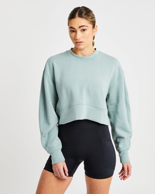 AYBL Oversized Crop Jumper Zelene | WKBT-34617