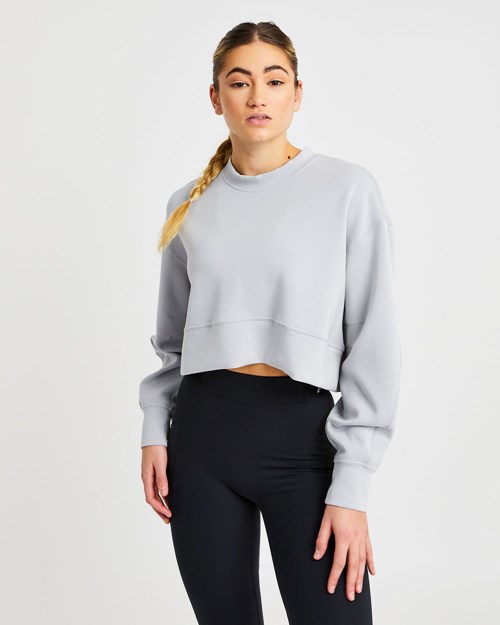 AYBL Oversized Crop Jumper Šedé | UJBN-61358