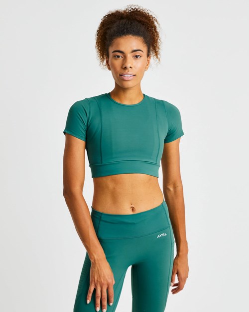 AYBL Pace Crop Top Tmavě Zelene | LHTF-46235