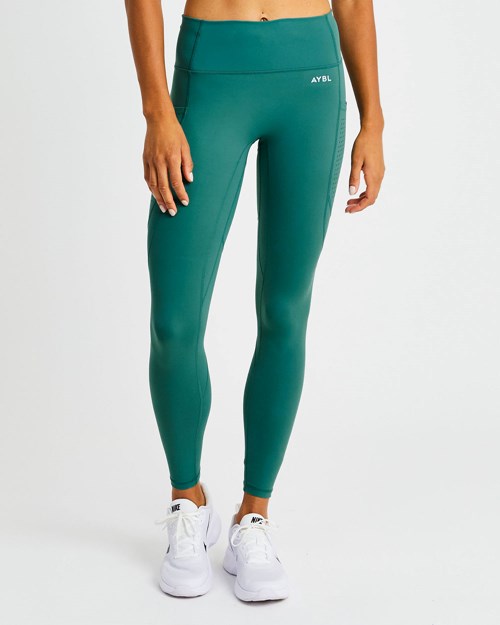 AYBL Pace Leggings Tmavě Zelene | PYUC-01835