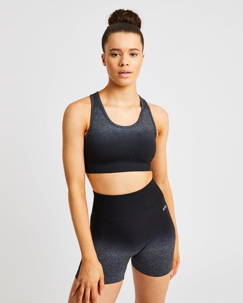 AYBL Pulse Ombré Seamless Sports Bra Black/Grey | PIYH-09346
