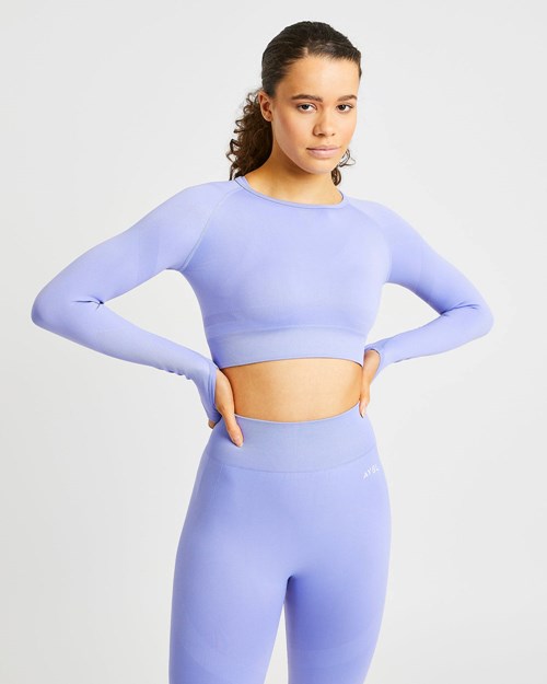 AYBL Reform Seamless Long Sleeve Crop Top Fialové | VQPG-97285