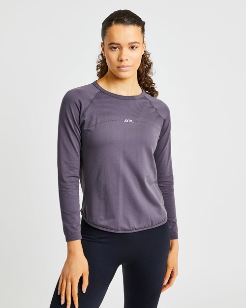AYBL Reform Seamless Long Sleeve T Shirt Charcoal | QPJN-57289